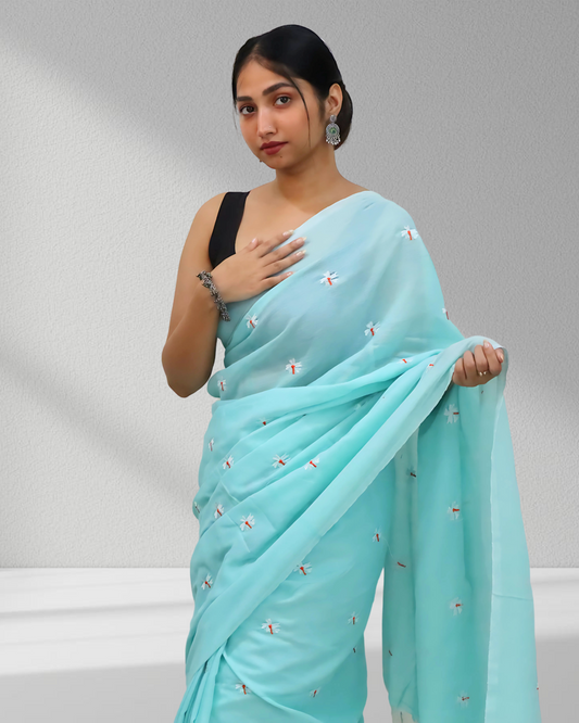 Aqua Breeze Saree