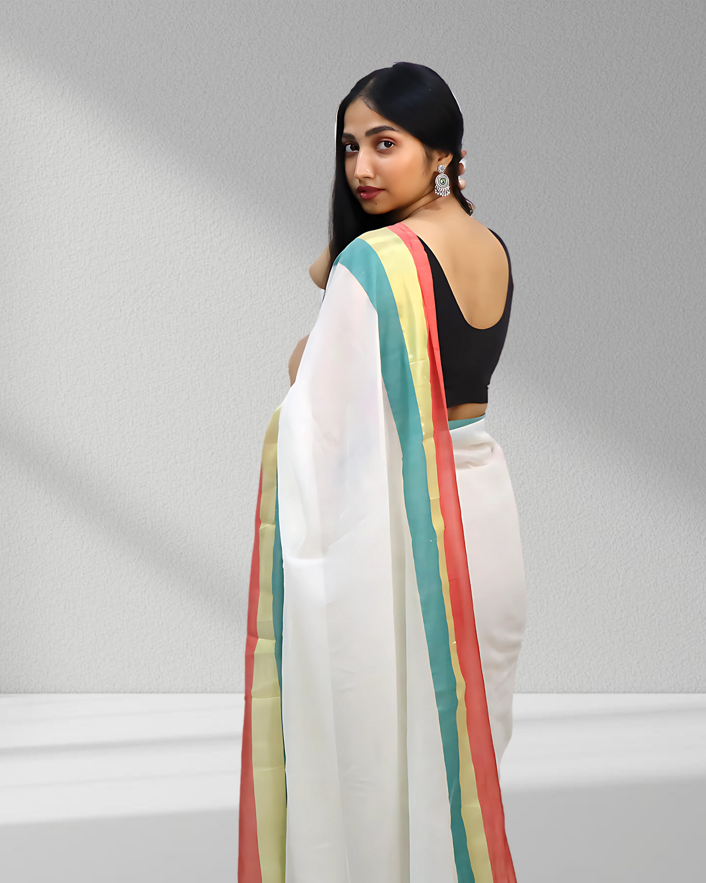 Rainbow Whisper" โ The Multihue Magic Saree