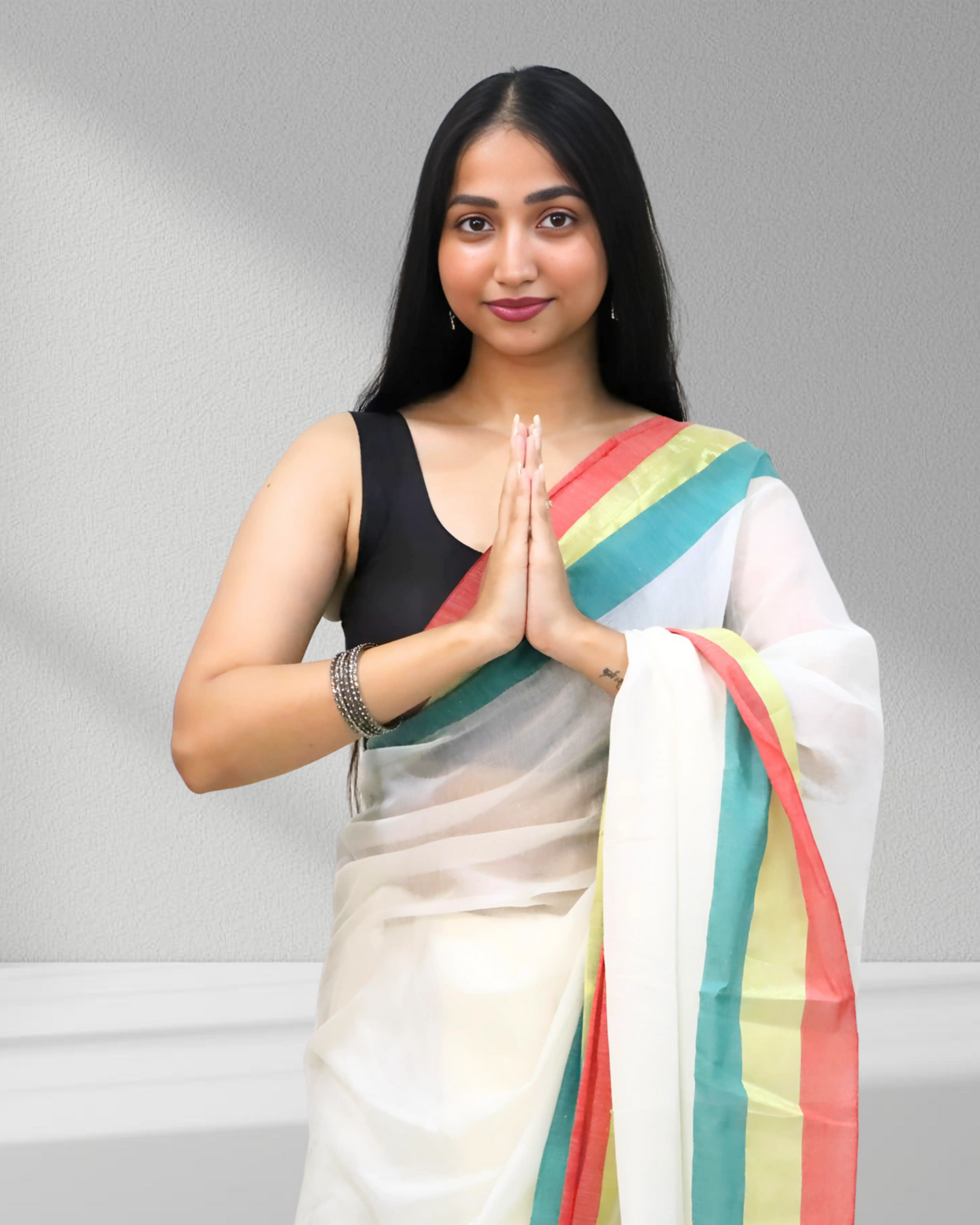 Rainbow Whisper" – The Multihue Magic Saree