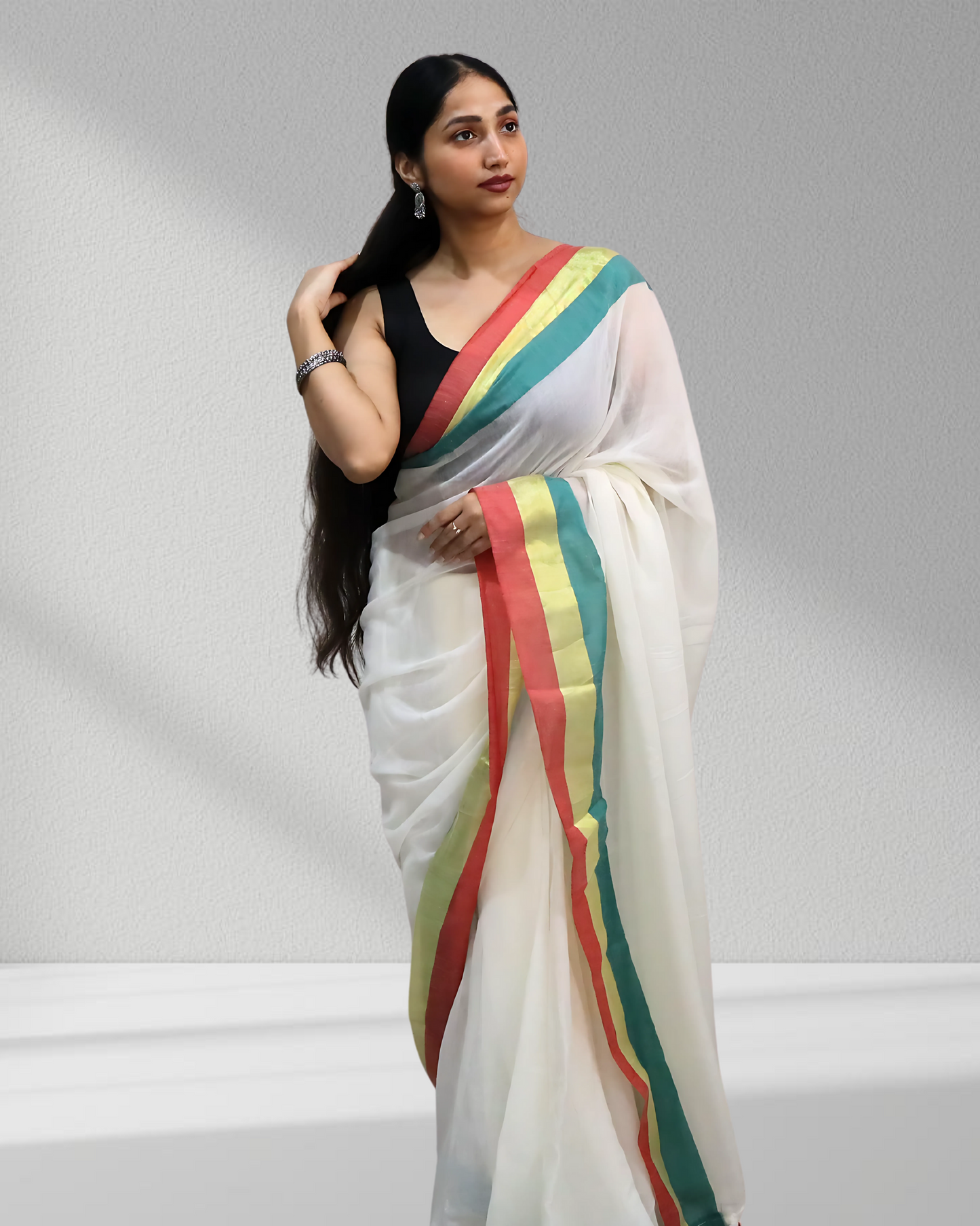 Rainbow Whisper" – The Multihue Magic Saree